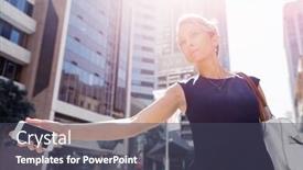  Presentation with taxi - Colorful presentation enhanced with businesswoman in a city street waving for taxi backdrop and a dark gray colored foreground