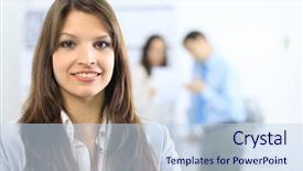  Presentation with economic environment - Colorful PPT layouts enhanced with businesswoman in a office environment backdrop and a  colored foreground