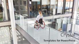  Presentation with gallery - Beautiful PPT layouts featuring businesswoman-in-a-wheelchair-traveling backdrop and a light gray colored foreground