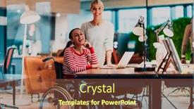  Presentation with coworking - Presentation theme having businesswoman-in-a-wheelchair-working background and a tawny brown colored foreground