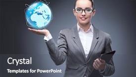  Presentation with air - Theme with businesswoman in air travel concept background and a dark gray colored foreground