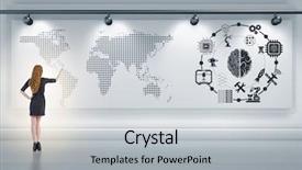  Presentation with artificial intelligence - Presentation featuring businesswoman in artificial intelligence concept background and a light gray colored foreground