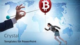  Presentation with bubble - Slides featuring businesswoman-in-bitcoin-bubble-concept background and a light blue colored foreground