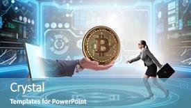  Presentation with price - Audience pleasing slides consisting of businesswoman in bitcoin price increase backdrop and a teal colored foreground