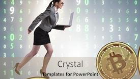  Presentation with price - Cool new presentation with businesswoman-in-bitcoin-price-increase backdrop and a coral colored foreground