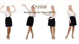  Presentation with concept - Cool new presentation design with businesswoman in business concept isolated backdrop and a cream colored foreground