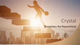  Presentation with career growth - Colorful presentation theme enhanced with businesswoman-in-career-growth-concept backdrop and a lemonade colored foreground