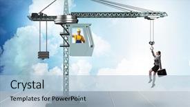  Presentation with career career progression and promotion - Beautiful slide set featuring businesswoman in career promotion concept backdrop and a light blue colored foreground