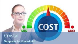  Presentation with cost - Presentation theme with businesswoman-in-cost-management-concept background and a teal colored foreground