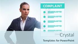  Presentation with concept - Presentation with businesswoman-in-customer-complaint-concept background and a sky blue colored foreground