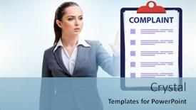  Presentation with concept - Presentation design with businesswoman-in-customer-complaint-concept background and a light blue colored foreground