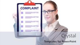  Presentation with concept - Slide set with businesswoman-in-customer-complaint-concept background and a light blue colored foreground