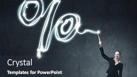  Presentation with percentage - Theme enhanced with businesswoman in darkness drawing percentage sign with flashlight background and a tawny brown colored foreground