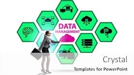  Presentation with data management - Slide set having businesswoman-in-data-management-concept background and a white colored foreground
