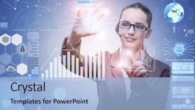  Presentation with data mining - Colorful slides enhanced with businesswoman in data mining concept backdrop and a light blue colored foreground