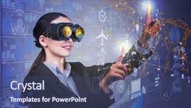  Presentation with data mining - Cool new PPT theme with businesswoman in data mining concept backdrop and a ocean colored foreground