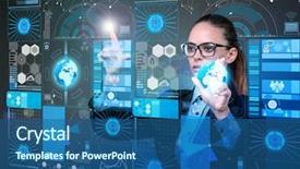  Presentation with data mining - Audience pleasing theme consisting of businesswoman in data mining concept backdrop and a ocean colored foreground