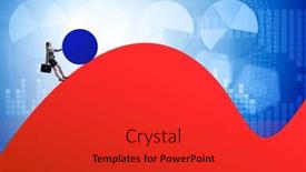  Presentation with challenge - Presentation design having businesswoman in difficult challenge concept background and a red colored foreground