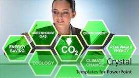  Presentation with ecology - Slide set featuring businesswoman in ecology and environment background and a seafoam green colored foreground