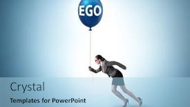  Presentation with concept - Slides with businesswoman-in-excessive-ego-concept background and a  colored foreground