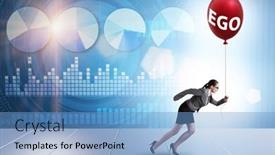  Presentation with concept - Slide deck with businesswoman-in-excessive-ego-concept background and a teal colored foreground