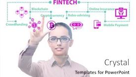  Presentation with fintech financial technology - Audience pleasing theme consisting of businesswoman-in-financial-technology-fintech backdrop and a white colored foreground