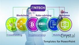  Presentation with fintech financial technology - Amazing slides having businesswoman-in-financial-technology-fintech backdrop and a light blue colored foreground