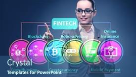  Presentation with fintech financial technology - Slides with businesswoman-in-financial-technology-fintech background and a ocean colored foreground