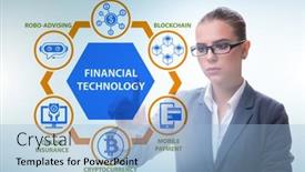  Presentation with fintech financial technology - Slides with businesswoman-in-financial-technology-fintech background and a light blue colored foreground