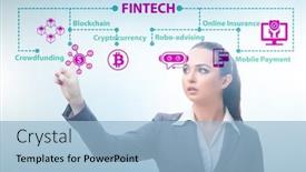  Presentation with fintech financial technology - Amazing theme having businesswoman-in-financial-technology-fintech backdrop and a light blue colored foreground