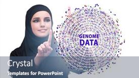  Presentation with genome - PPT theme consisting of businesswoman-in-genome-data-concept background and a ocean colored foreground