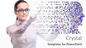  Presentation with genome - PPT layouts with businesswoman-in-genome-data-concept background and a white colored foreground