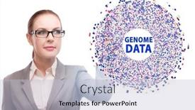  Presentation with genome - Slide deck enhanced with businesswoman-in-genome-data-concept background and a lemonade colored foreground