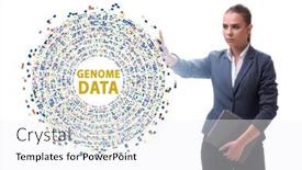  Presentation with genome - Slides with businesswoman-in-genome-data-concept background and a white colored foreground