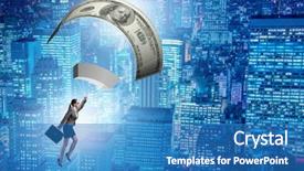  Presentation with parachute - Audience pleasing presentation consisting of businesswoman in golden parachute concept backdrop and a teal colored foreground