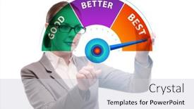  Presentation with best - PPT layouts featuring businesswoman-in-good-better background and a light gray colored foreground