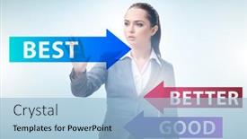  Presentation with best - Slide deck having businesswoman-in-good-better background and a light blue colored foreground