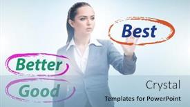  Presentation with best - PPT theme enhanced with businesswoman-in-good-better background and a light blue colored foreground