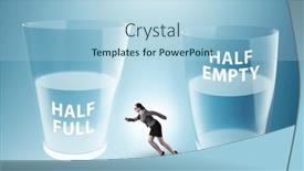  Presentation with glass half full - Presentation having businesswoman-in-half-empty-half background and a light blue colored foreground