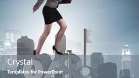  Presentation with concept - PPT theme having businesswoman-in-high-interest-rates background and a gray colored foreground