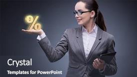  Presentation with interest rate liberalization - Colorful PPT theme enhanced with businesswoman in high interest rates backdrop and a dark gray colored foreground