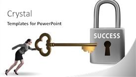  Presentation with success - Presentation consisting of businesswoman-in-key-to-success and a white colored foreground