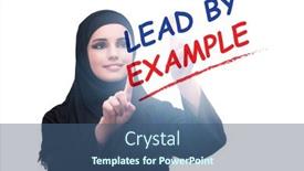  Presentation with example - Slide set consisting of businesswoman-in-lead-by-example background and a ocean colored foreground