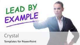  Presentation with example - Theme with businesswoman-in-lead-by-example background and a white colored foreground