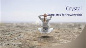  Presentation with lotus - Presentation design with businesswoman in lotus pose mixed media background and a sky blue colored foreground