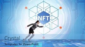  Presentation with concept - Slide deck with businesswoman-in-nft-non-fungible background and a light blue colored foreground