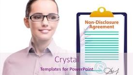  Presentation with concept - PPT theme featuring businesswoman-in-non-disclosure-agreement background and a lemonade colored foreground