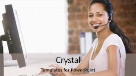  Presentation with office - Audience pleasing presentation consisting of businesswoman in office wearing headset backdrop and a soft green colored foreground