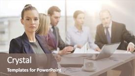  Presentation with business technology internet and network - Presentation theme having businesswoman in office with team background and a gray colored foreground