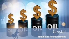  Presentation with oil - Presentation design enhanced with businesswoman-in-oil-prices-concept background and a  colored foreground